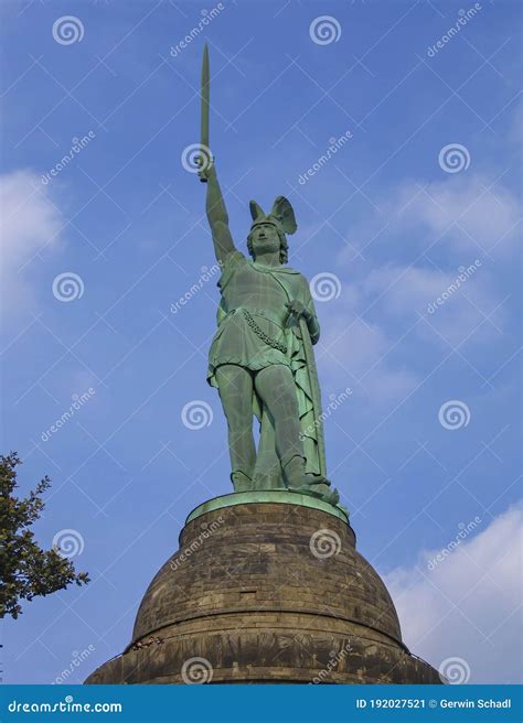 Detmold, Germany - 09/28/2008: Hermann Monument with Tourists Stock