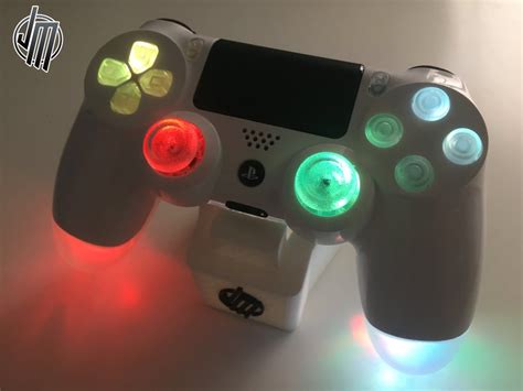 Gloss White RGB Rainbow LED's Custom Ps4 Controller | JM-MODZ