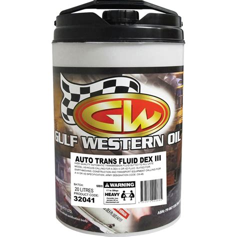 Gulf Western Dex Iii Automatic Transmission Fluid 20 Litre Supercheap