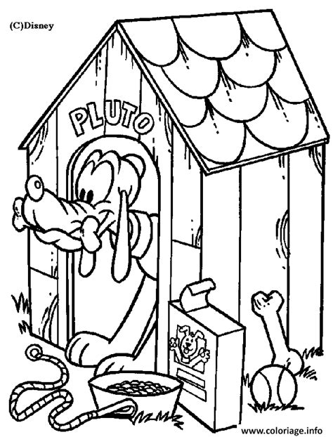 Coloriage Pluto Dans Sa Niche Disney JeColorie