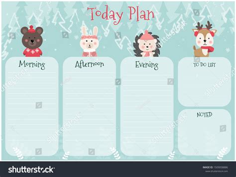 Daily Planner Illustration Cute Animal Cartoon Stock Vector (Royalty Free) 1509058886 | Shutterstock