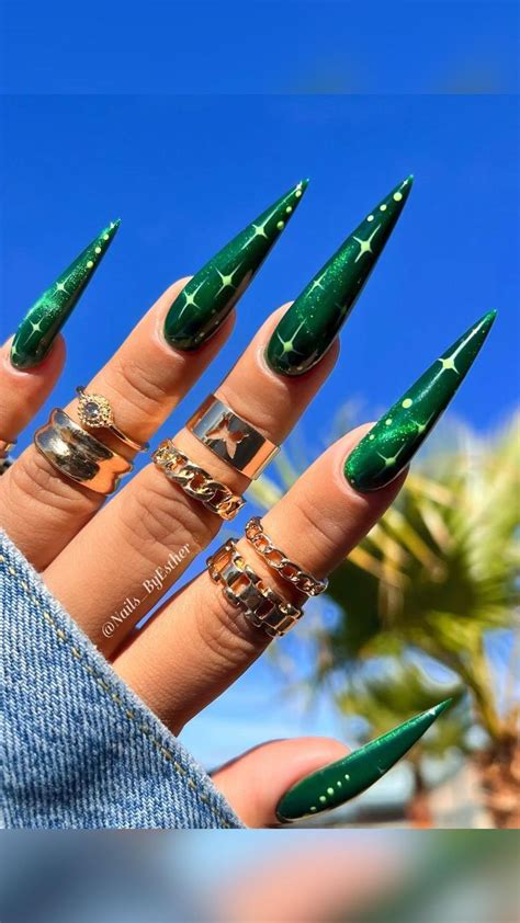 Dark Green Nails Nails Yellow Green Acrylic Nails Pretty Acrylic Nails Best Acrylic Nails