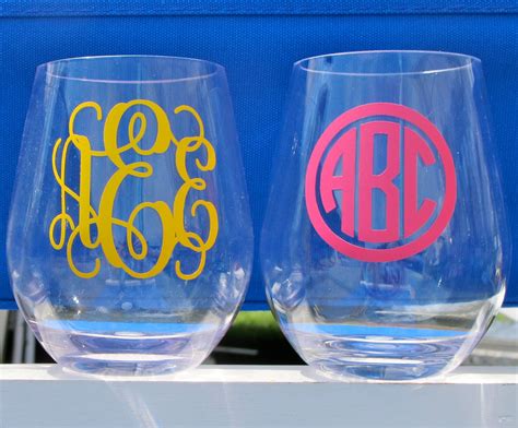 Monogrammed Plastic Stemless Wine Glass