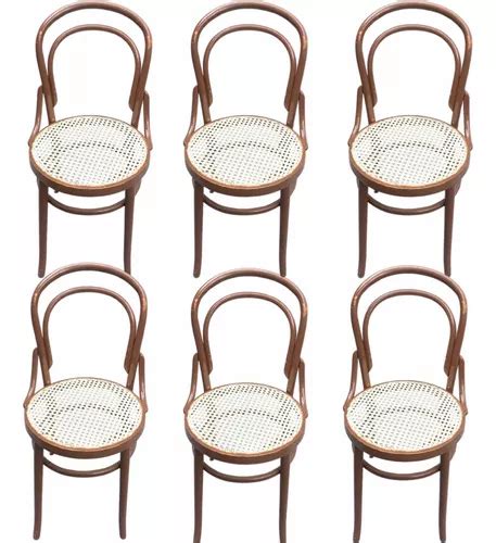 Jogo De 6 Cadeiras Thonart Estilo Thonet Antigas C Palhinha