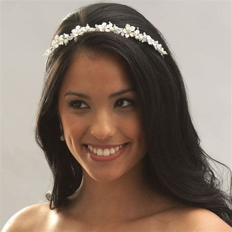 Delicate Pearl Flower Bridal Headband With Pearls By Usabride Pearl