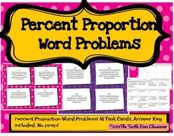 Percent Proportions Word Problems Task Cards No Prep Print And Teach