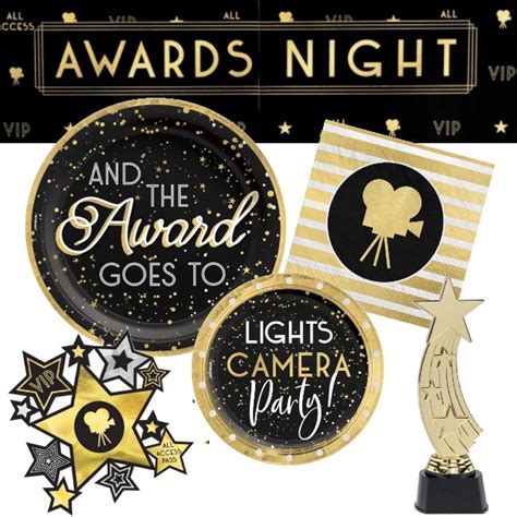 Awards Night Black And Gold Stars Confetti Party At Lewis Elegant