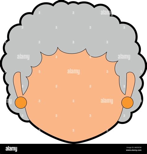 Cute Grandmother Head Avatar Character Vector Illustration Design Stock