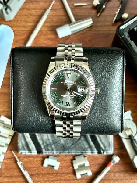 SEIKO MOD ROLEX DATEJUST WIMBLEDON DIAL – The Watch Society