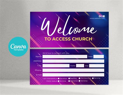 Church Connection Card, Church Welcome Card Template - Etsy