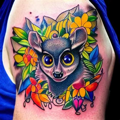 Shoulder Tattoo Of A Multicolored Trippy Furry Cute Stable Diffusion