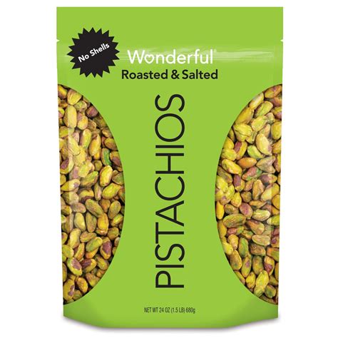 Wonderful Pistachios No Shells Roasted And Salted Nuts 24 Ounce Resealable Bag Good Source Of