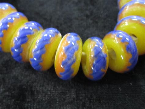 Large Rondelle Indonesian Glass Beads 11mm X 6mm