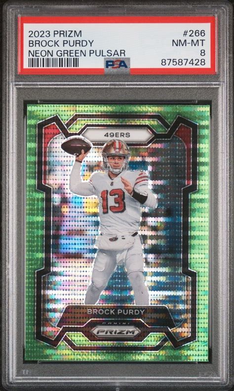 2023 Panini Prizm Neon Green Pulsar Prizm 266 Brock Purdy For Sale