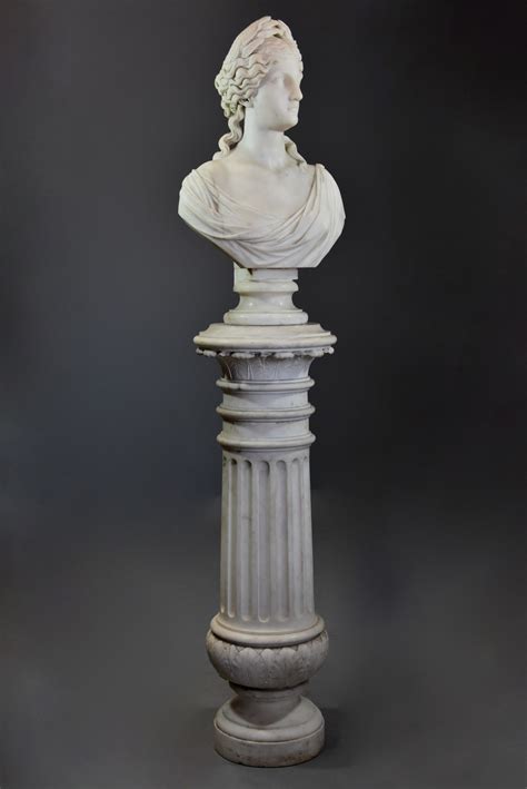 19thc Life Size Finely Carved Carrara Marble Bust Of The Roman Goddess Ceres On Original Marble