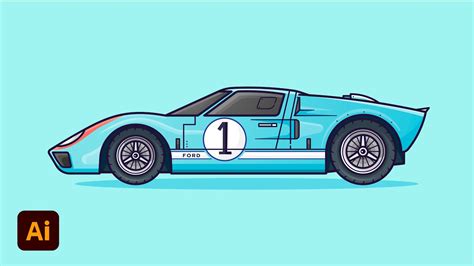 How To Draw Flat Design Cars In Adobe Illustrator Ford Gt40 Speed