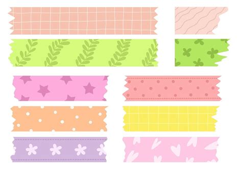 Collection Of Cute Washi Tape Vector Art At Vecteezy