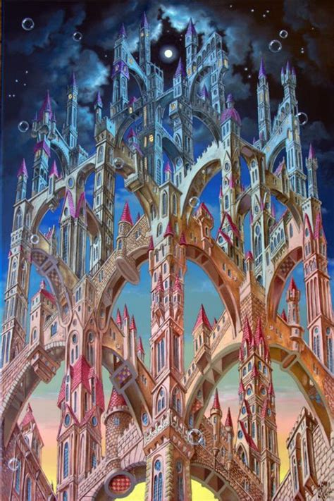 City Of Wandering Towers Op Painting By Victor Molev