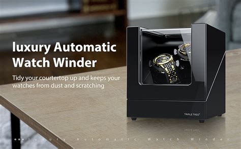 TRIPLE TREE Double Watch Winder For Automatic Watches Wood Shell Piano