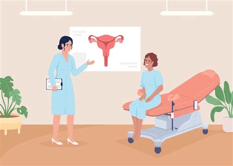 Premium Vector Patient At Gynecologist Appointment Flat Color Vector Illustration