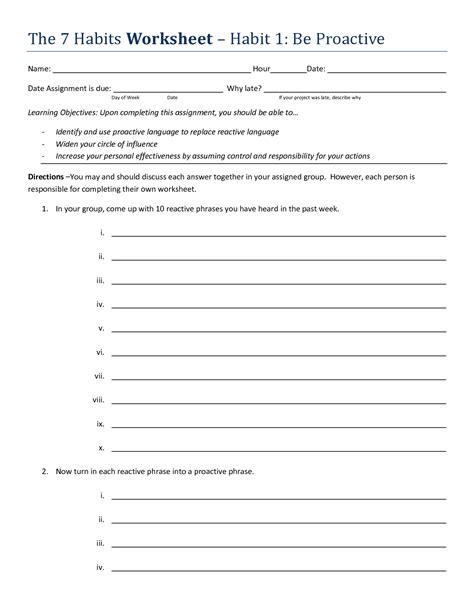 Habit Worksheets Free Pdf At Worksheeto