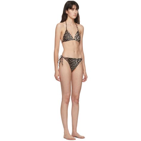 GANNI Beige Leopard Print Bikini GANNI