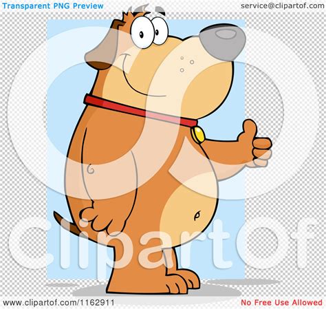 Cartoon Of A Happy Chubby Brown Dog Standing And Holding A Thumb Up