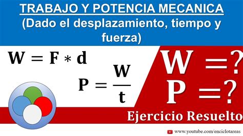 TRABAJO Y POTENCIA MECÁNICA Dado el desplazamiento tiempo y fuerza