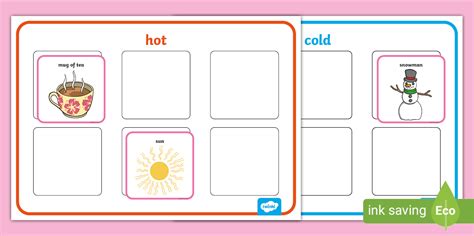 Hot And Cold Sorting Activity Teacher Made Twinkl
