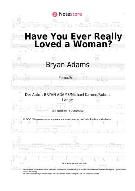 Have You Ever Really Loved A Woman Bryan Adams Noten Pdf Solo Klavier Note Storede