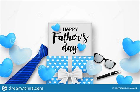 Happy Fatherâ€™s Day Greeting Card Design With Heart Necktie Glasses