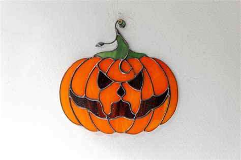 Halloween stained glass pumpkin creepy decoration