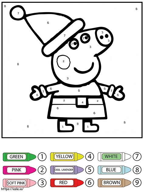 Colorear por Números Peppa Pig Navidad para colorear