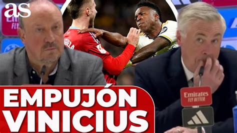 VINICIUS empuja a MINGUEZA opinan ANCELOTTI y RAFA BENÍTEZ Real