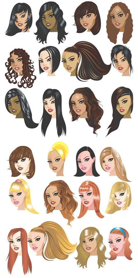 Women Haircut Templates Vector In 2021 Cartoon Hair Hair Reference