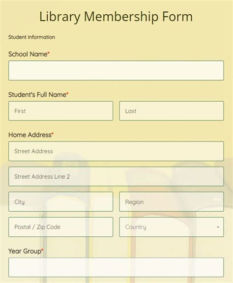 Online Library Membership Form Template 123FormBuilder