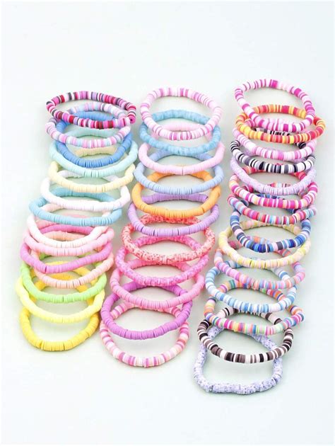 Pcs Set Random Color Block Beaded Bracelet Shein Usa