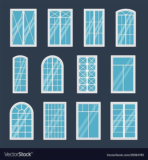 Window exterior various glass windows frame types Vector Image