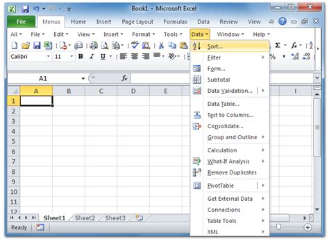 Where Is Sort Command In Microsoft Excel 2007 2010 2013 2016 2019 And 365