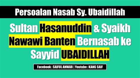 Nasab Sultan Hasanuddin Dan Syaikh Nawawi Banten Juga Melalui Sayyid