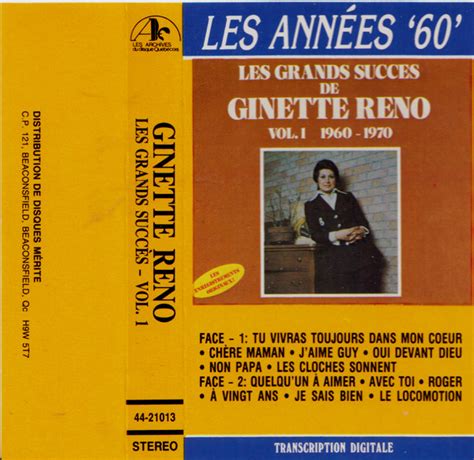 Les grands succès de ginette reno vol 1 1960 1970 de Ginette Reno K7