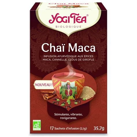 Yogi Tea Infusion ayurvédique aux épices Chaï Maca 17 sachets Sebio