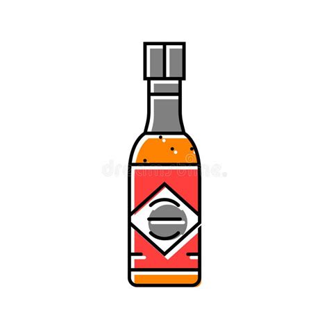 Hot Sauce Bottle Color Icon Vector Illustration Stock Illustration Illustration Of Sauce Line