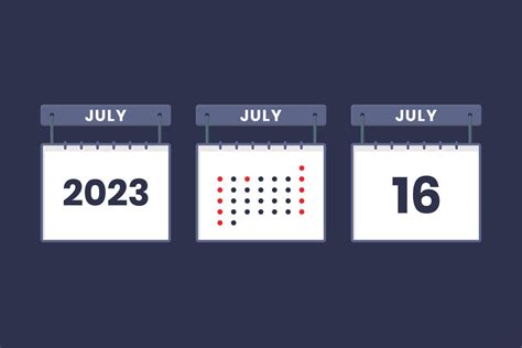 2023 calendar design July 16 icon. 16th July calendar schedule, appointment, important date ...