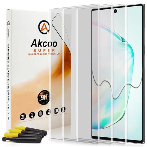 Akcoo Galaxy Note 10 Plus Screen Protector 3 Pack Uv Full Screen Glue