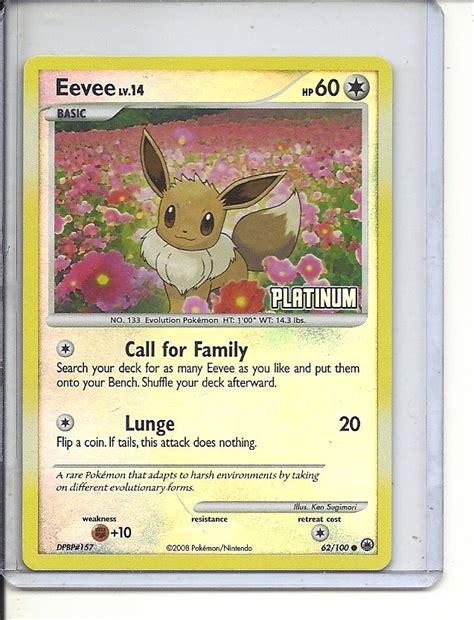 B 1 2008 Pokemon Platinum 62100 Eevee Reverse Hologram