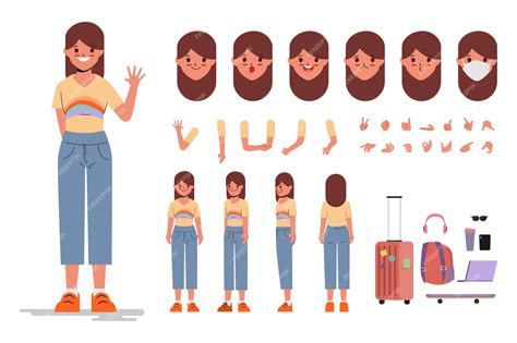 Premium Vector Young Woman Character Creation Design For Animation