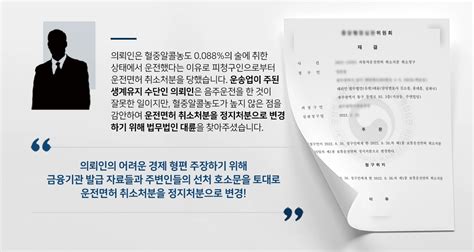 음주운전면허취소처분 구제 운전면허취소처분을 정지처분으로 감경 대륜