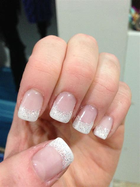 French With White Sparkle Glitter French Manicure Sparkle French