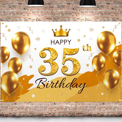 PAKBOOM Happy 35th Birthday Backdrop Banner 35 Birthday Party